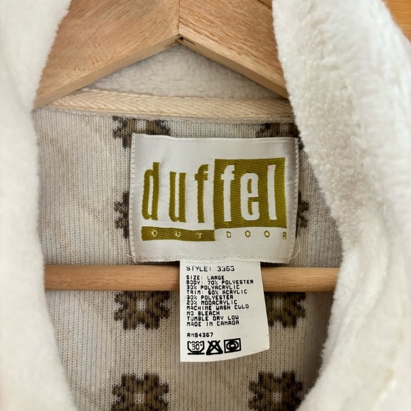 Vintage 90s Snowflake Sherpa Teddy Bear Winter Plush Jacket Sweater 80s Ski - Picture 3 of 9